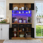 Multifunctional Buffet, 100x40x180cm with LED & App Control, Natural-colored/Black PB, MDF