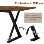 Dining Table, 180x90x75cm Seats 6-8 People Modern Style, Walnut and Black Metal