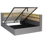 Daybed with Hydraulic Storage, LED, USB and Backrest, Grey Velvet
