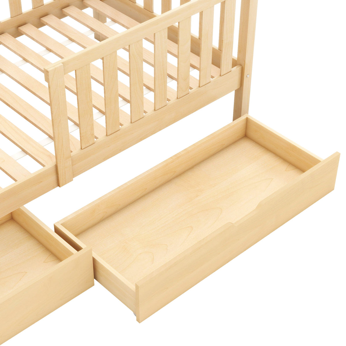 Children's House Bed 90x200cm with Drawers Slatted Base Pine Wood Natural