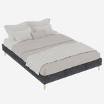 Modern Minimalist Bed Frame 140x200cm Low-Profile Base Grey Dutch Velvet