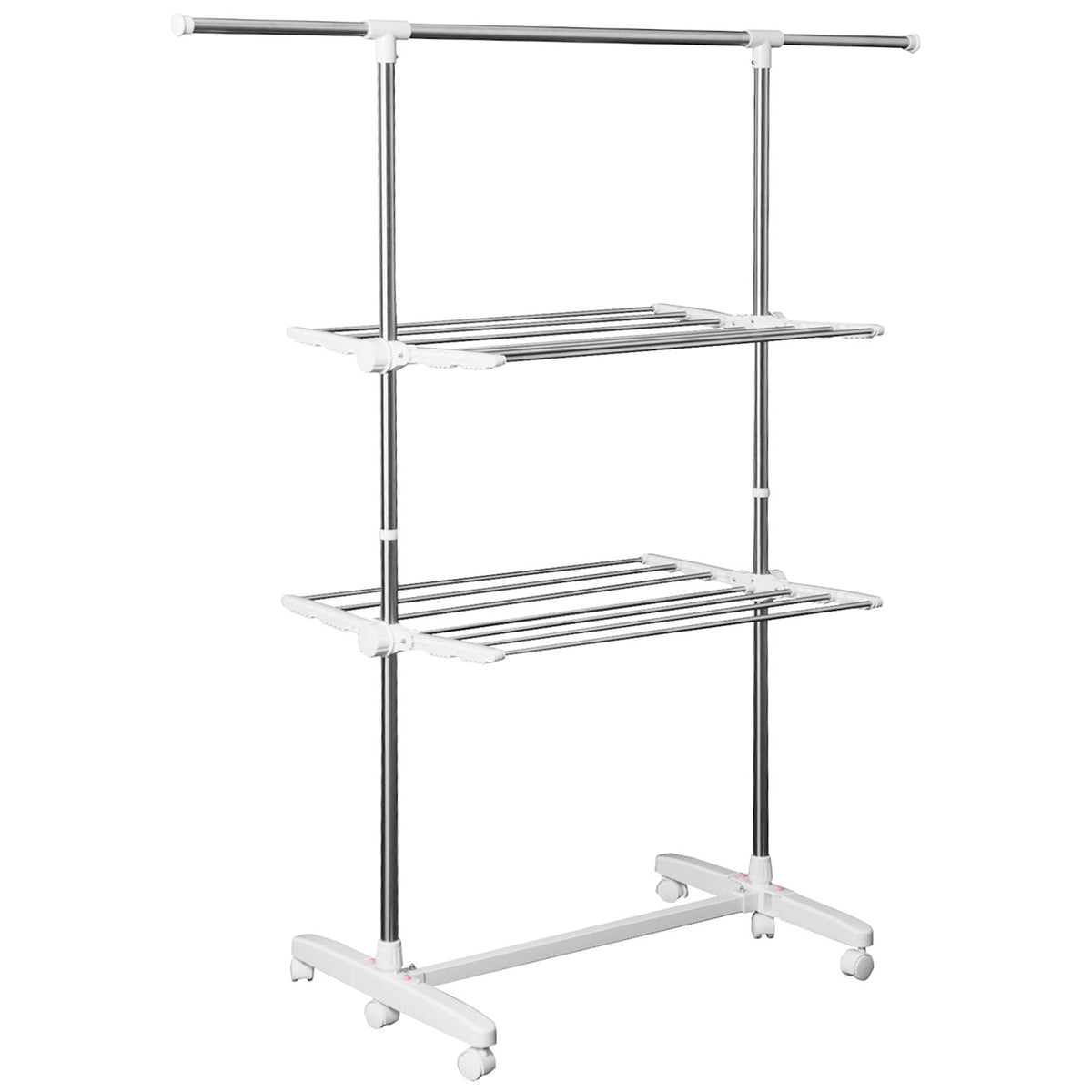 Mobile Clothes Airer, Foldable Tower Dryer 2 Levels, Silver