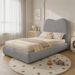 Upholstered Storage Bed 90x200cm with Hydraulic Lift, Grey Linen