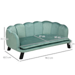 Dog Sofa, Backrest & Wooden Legs, Soft Cover, Green
