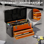 Empty Tool Box, Drawer, Top Storage, Handle, Steel, Orange