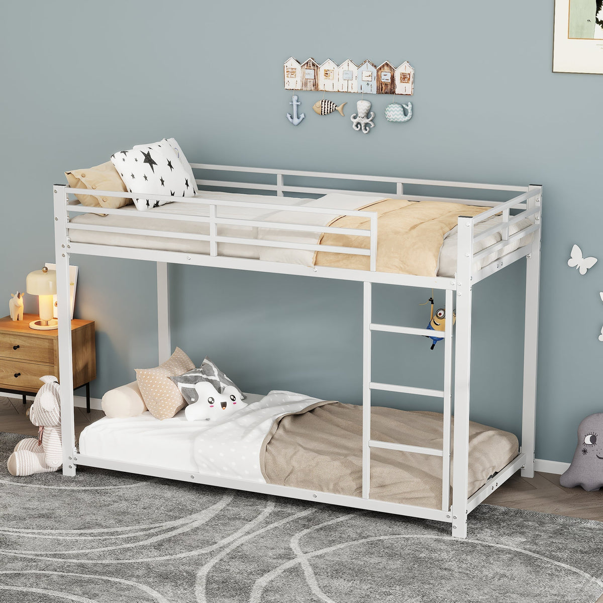 Bunk Bed 90x200cm Classic Iron Frame - White