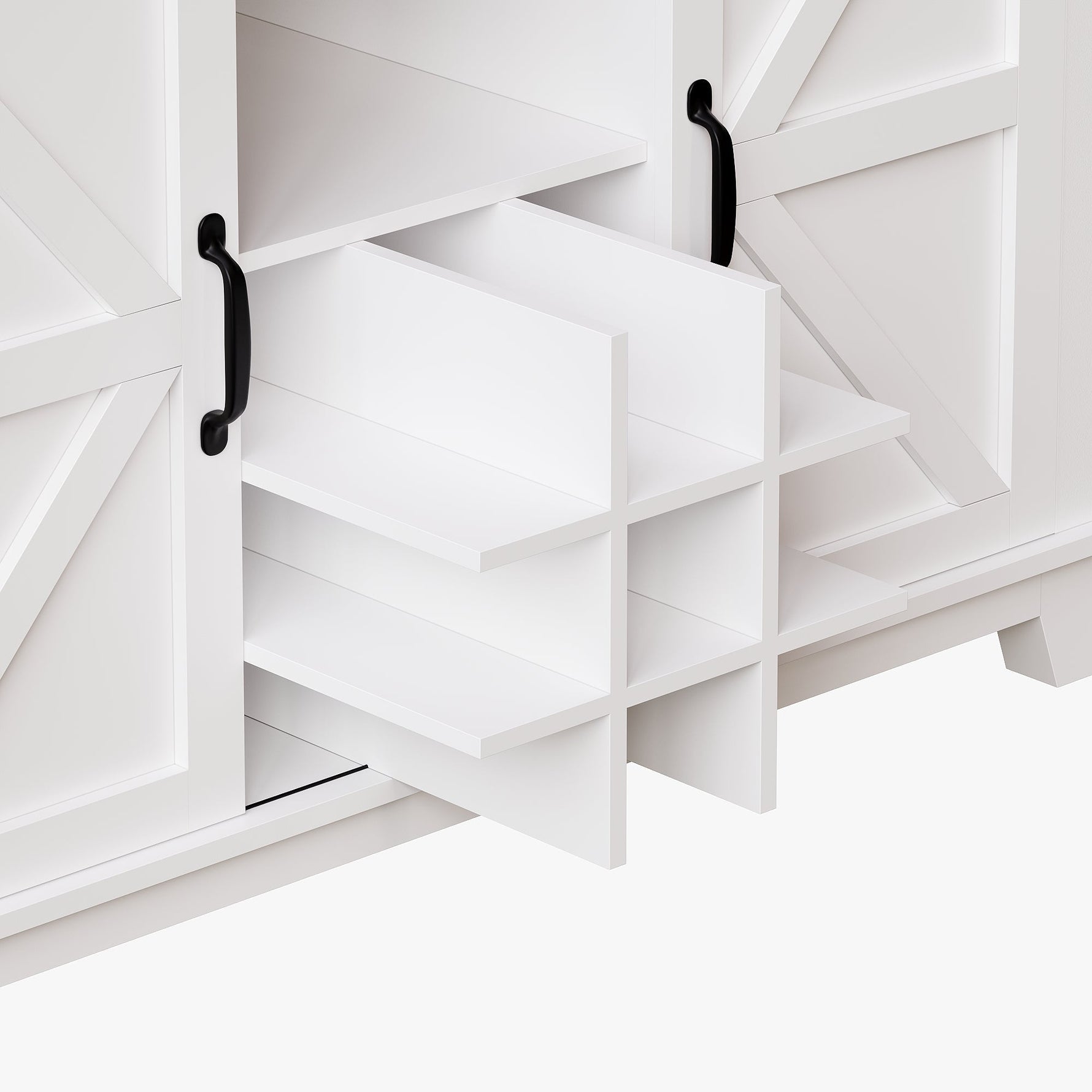 Tall Kitchen Cabinet with LED Lighting and Adjustable Shelves, White