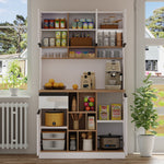 Modern Kitchen Cabinet with Drawers Adjustable Shelves Open Storage - White