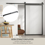 Sliding Door Hardware Set 244cm Rails Rollers Anti-Jump Devices Carbon Steel Black