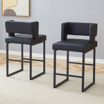 2-Pack Bar Stools Nordic Style Square Design Metal Legs - Black