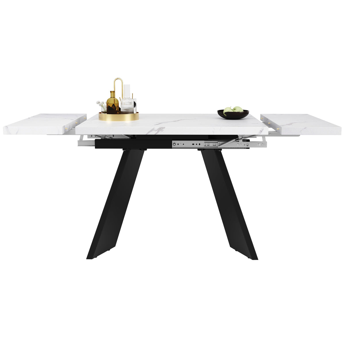 Telescopic Dining Table Extendable 99-159x74cm Flat Legs - White