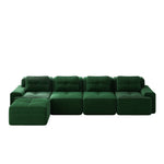 Boneless Sofa Modular L-Shaped Chaise Lounge 4-Seater Deep-Seat - Corduroy Green
