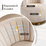 Swivel Chair 360° Round Velvet Barrel - Beige