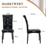 2 Dining Chairs Vintage Crocodile Faux Leather Crystal Clasp - Black