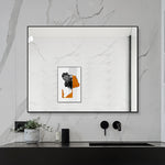 Bathroom Mirror 70x90 cm, HD Wall Mounted, Black Aluminum