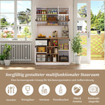 Modern Kitchen Cabinet with Drawers Adjustable Shelves Open Storage - White