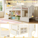 Mid-Height Bed 90x200 cm with Drawers, Storage & LED Lighting, White