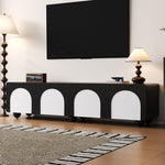 TV Cabinet Low 180cm 2 Drawers 2 Doors Black and White