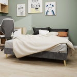 Modern Minimalist Bed Frame - 160x200 cm, Low-Profile, Grey Dutch Velvet