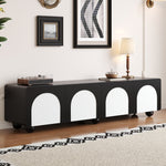 TV Cabinet Low 180cm 2 Drawers 2 Doors Black and White