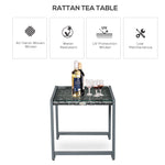 Garden/Side Table Tempered Glass Polyrattan Aluminum