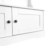 Entrance Cabinet, Storage Seat with Hooks & Open Compartments, White