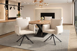 Dining Chairs Set of 2, 360° Swivel Upholstered Armchair with Lumbar Support, Beige Velvet