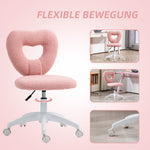 Swivel Desk Chair Height-Adjustable Heart Back, Teddy Fleece Pink