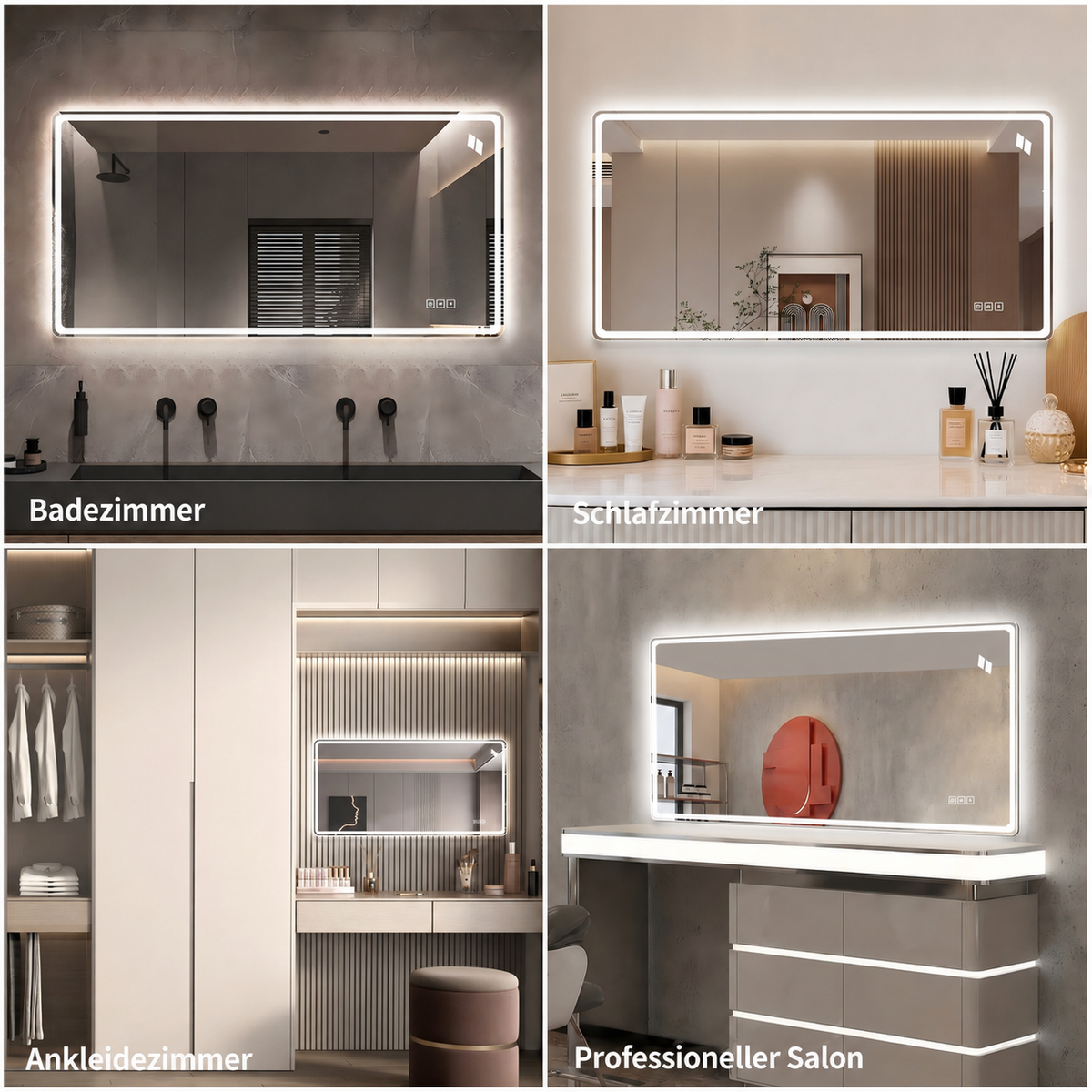 Frameless LED Bathroom Mirror 60x100cm Anti-Fog, Tempered Glass