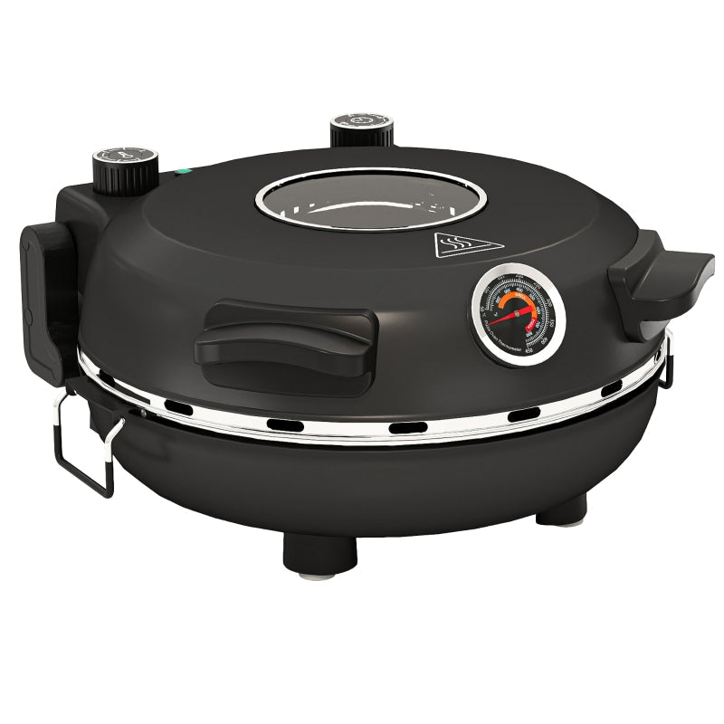 Electric Pizza Oven, 430℃, 1200W, 30cm Stone Plate, Stainless Steel, Black