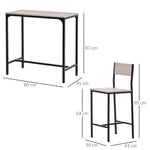 Bar Table with 2 Chairs, 3-Piece Set, MDF, Natural and Black