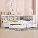 Daybed Sofa Bed 90x200cm 2 Drawers Power Outlet USB - White Chipboard