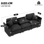 Three-Seater Sofa Multifunctional Folding Table USB Storage - Chenille