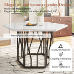 Dining Table and Chair Set 5-Piece Modern Hexagonal Marble Table 4 Green Velvet Chairs