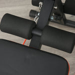 Sit-Up Bench, Adjustable & Foldable, Training Ropes, Steel Black Red