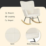 Rocking Chair, Armrests Wooden Base, Beige