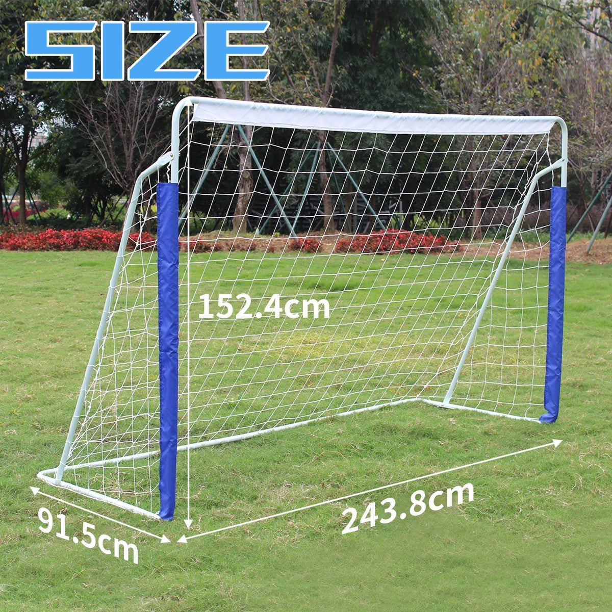 Soccer Goal 8x5FT Portable Collapsible Quick Setup - Metal Base