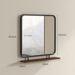 Wall Mirror with Wooden Shelf, Rectangular, Black