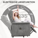 Electric TV Recliner Lift & Lying Function Side Pocket Remote, Linen-Look