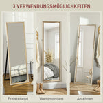 Full Length Mirror, Standing/Wall, White + Natural Wood