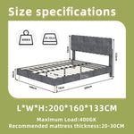 Upholstered Bed 160x200cm with Mattress & Headboard, Grey