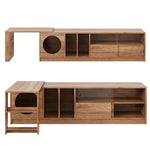 Modern Rotating TV Cabinet Extendable Pet-Friendly Glass Doors 180(+80)x40x50 cm - Walnut