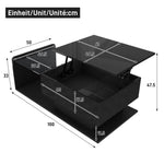 Coffee Table with Glass & LED, High-Gloss Black