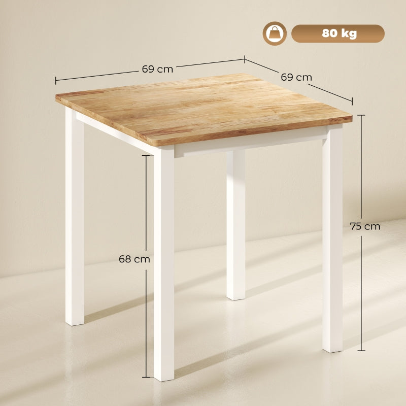 Dining Table for 4 People, Rubber Wood, Natural