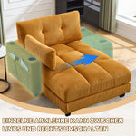 Palm Chair with Fluffy Cushions, Headrest, 3-Cup Holder & Side Pocket, Mustard