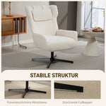 Accent Chair Upholstered Fleece Swivel Metal Frame - Cream White