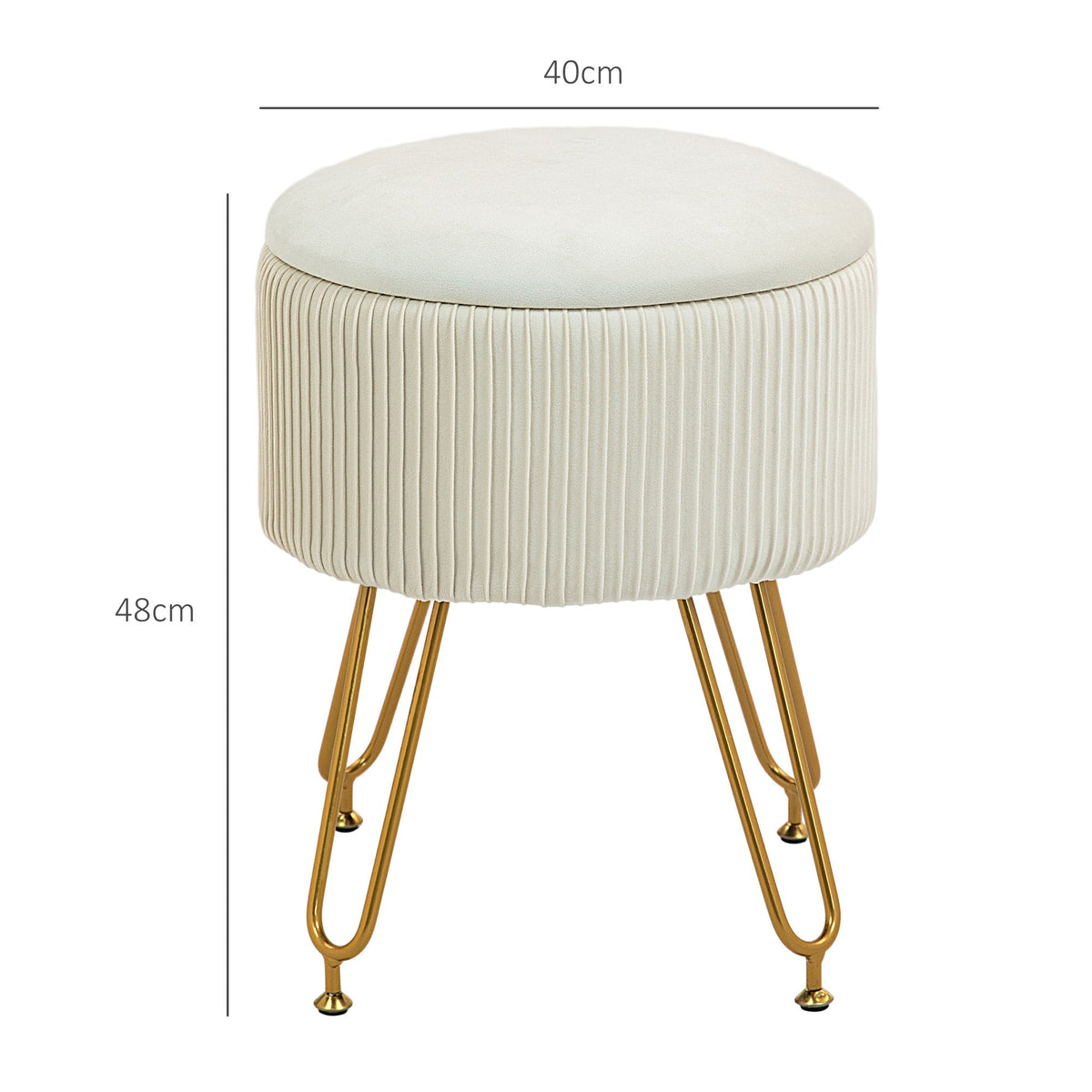 Storage Bench 2-in-1 Upholstered Lid Velvet Look Cream White