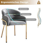 Dining Chair Light Luxury Leisure Metal Legs Velvet Grey