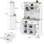 Bar Cabinet Buffet LED Sockets Barn Door 2 Drawers - White
