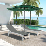 Outdoor Umbrella Double Sided Rectangular 14.8 Ft Large Crank - Dark Green (No Base)